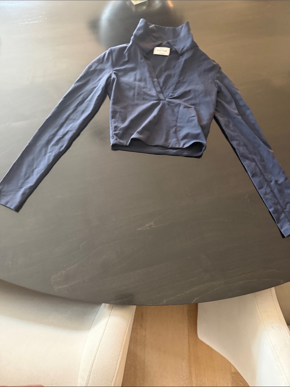 Babaton Aritzia Women's black Long-Sleeve Wrap Crop Top